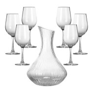 Jogo 7 Peças Decanter 1,7 Litros Com 6 Tacas 315ml Em Vidro